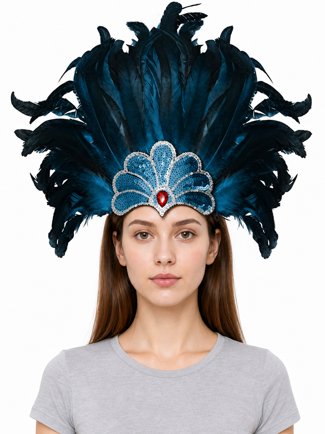 Carnival Feather and Bead Headpiece