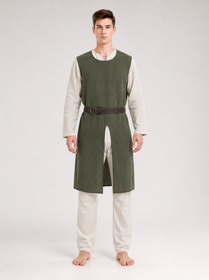 Green Cotton-Linen Sleeveless Tunic