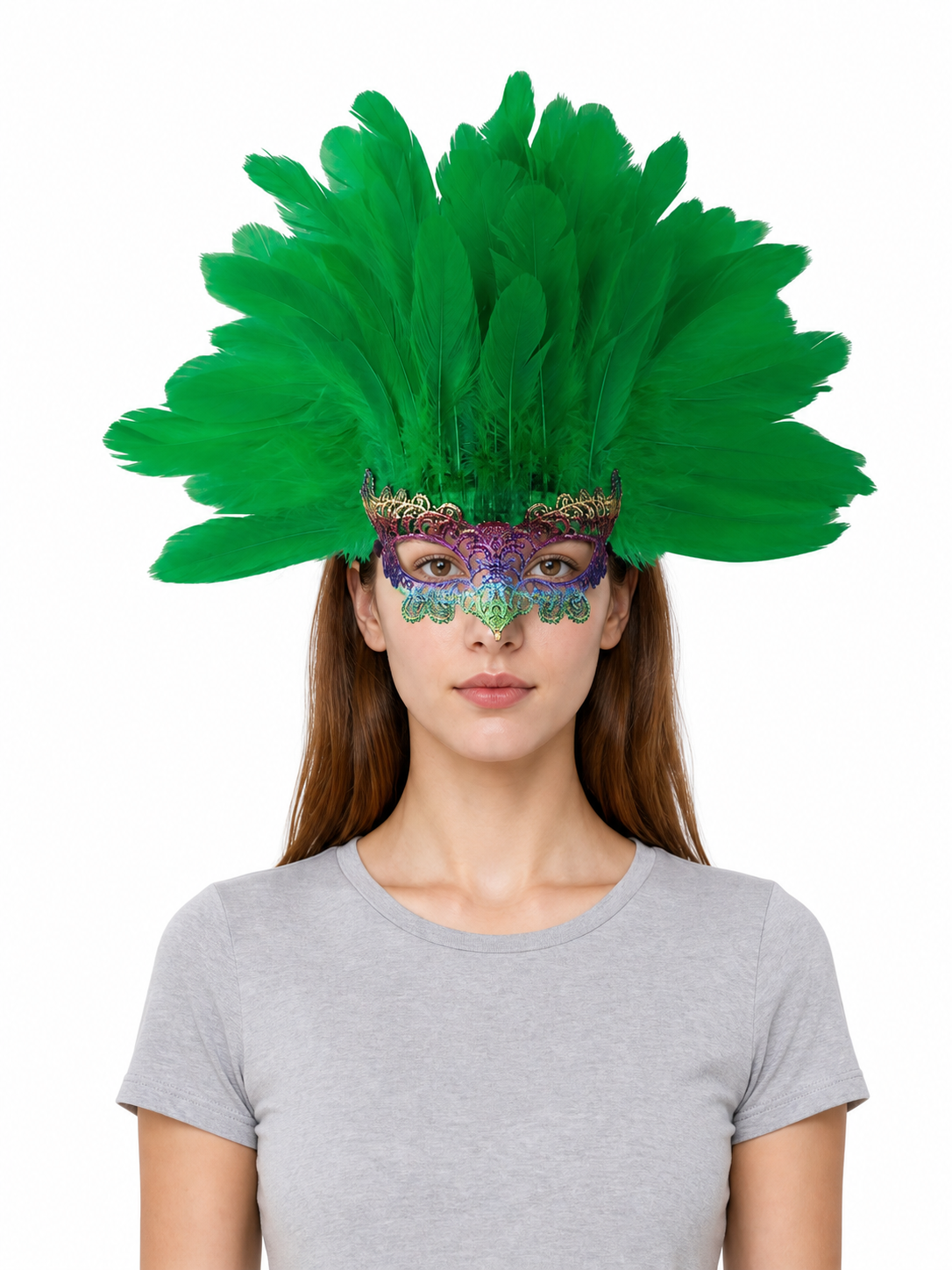 Carnival feather headdress with mask