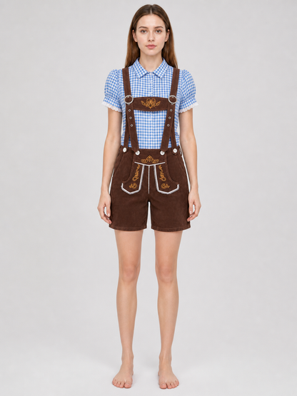Folk-Style Set: Shirt and Suspender Shorts