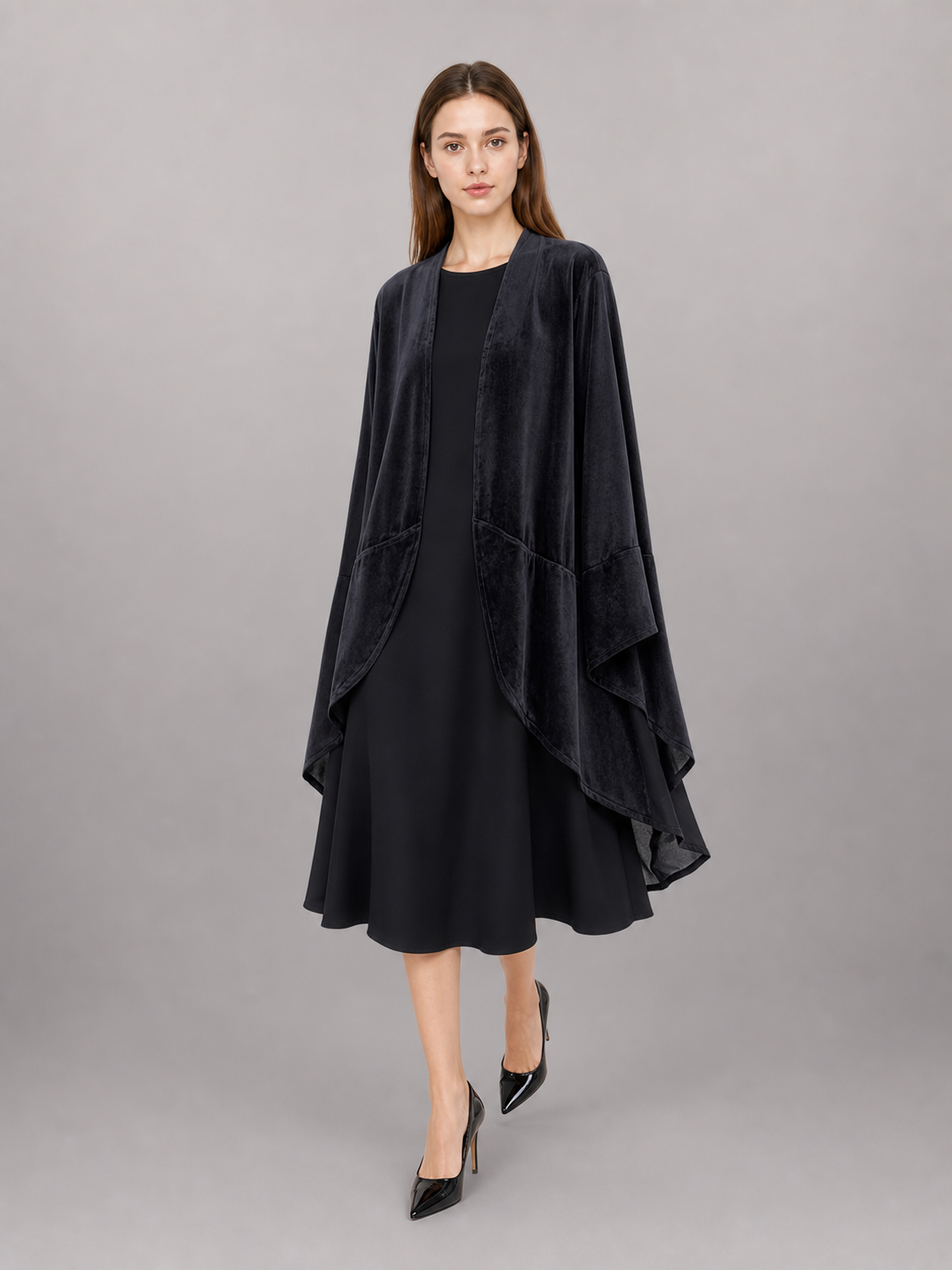 Black Carnival Cloak with Long Sleeves