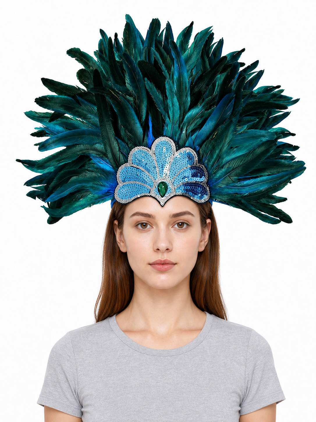 Carnival Feather and Sequin Headpiece