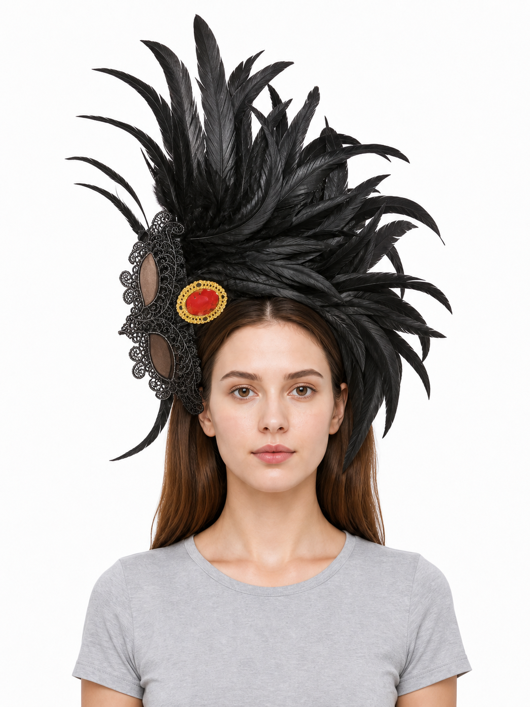 Carnival Headpiece with Black Feathers