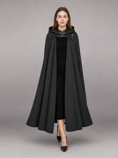 Black Medieval Hooded Costume Cape
