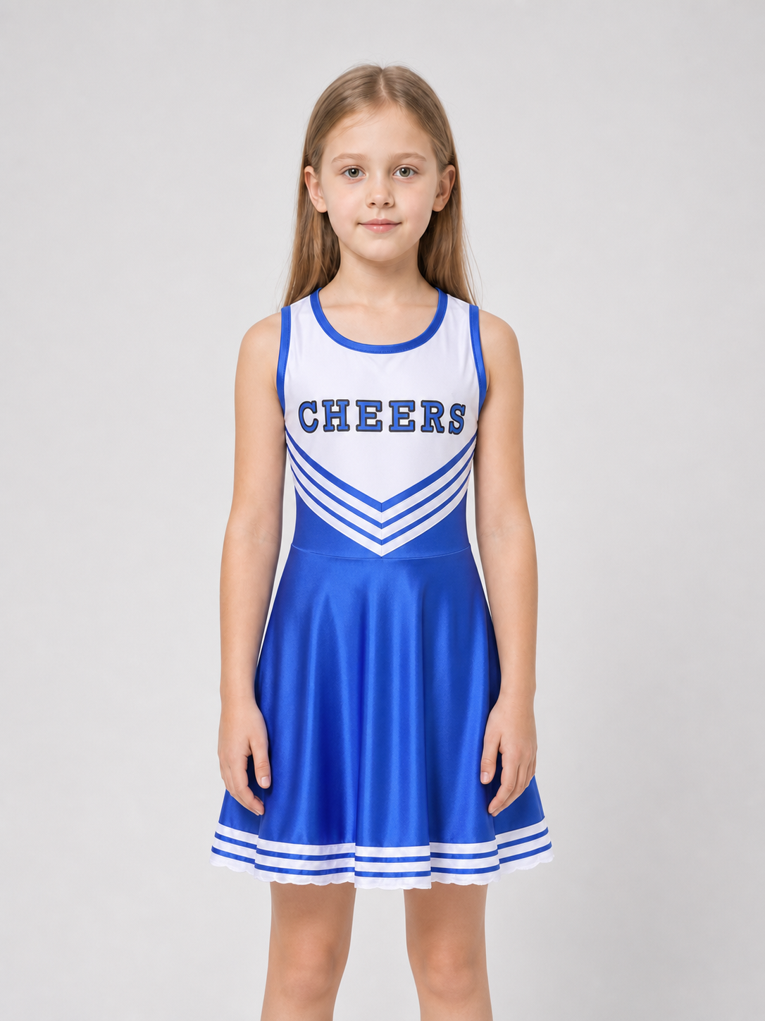 Cheerleading Costume with Pom-Poms and Knee-High Socks