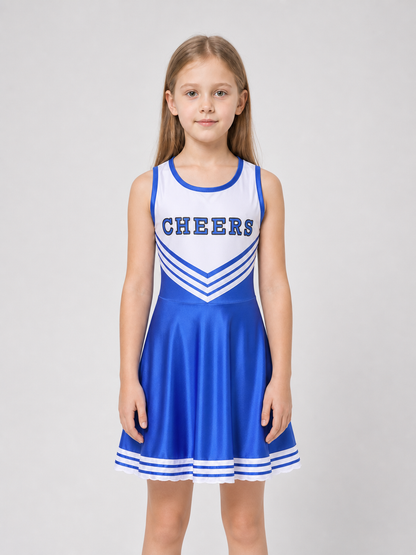 Cheerleading Costume with Pom-Poms and Knee-High Socks