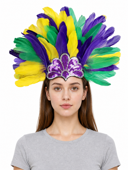 Carnival Feather and Sequin Headpiece