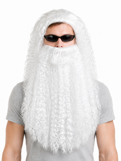 White Santa Claus Wig and Beard Holiday Set