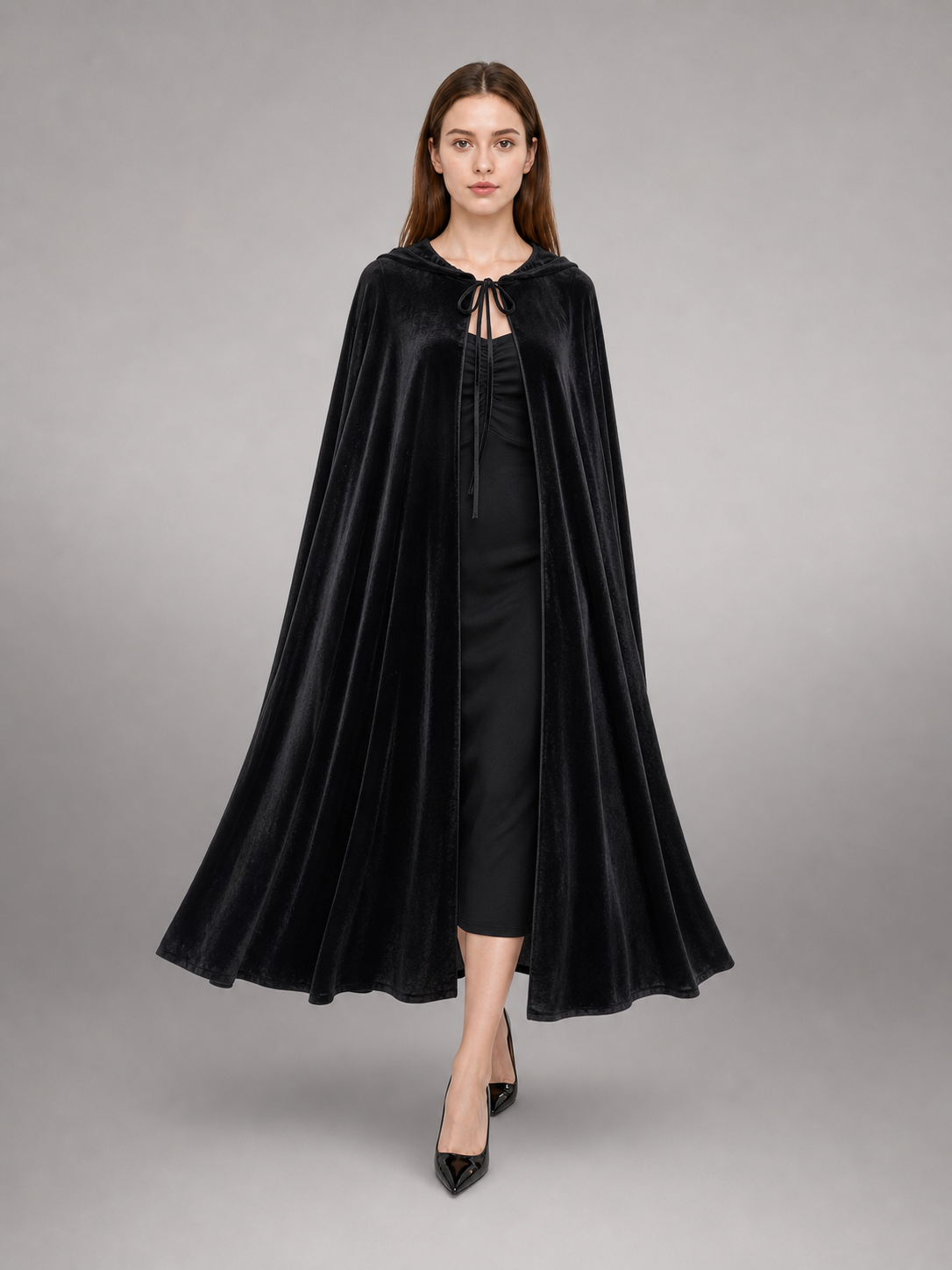 Black gothic carnival dress with sleeves