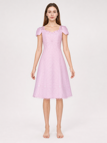 Pink Cosplay Dress with Bow and Pattern