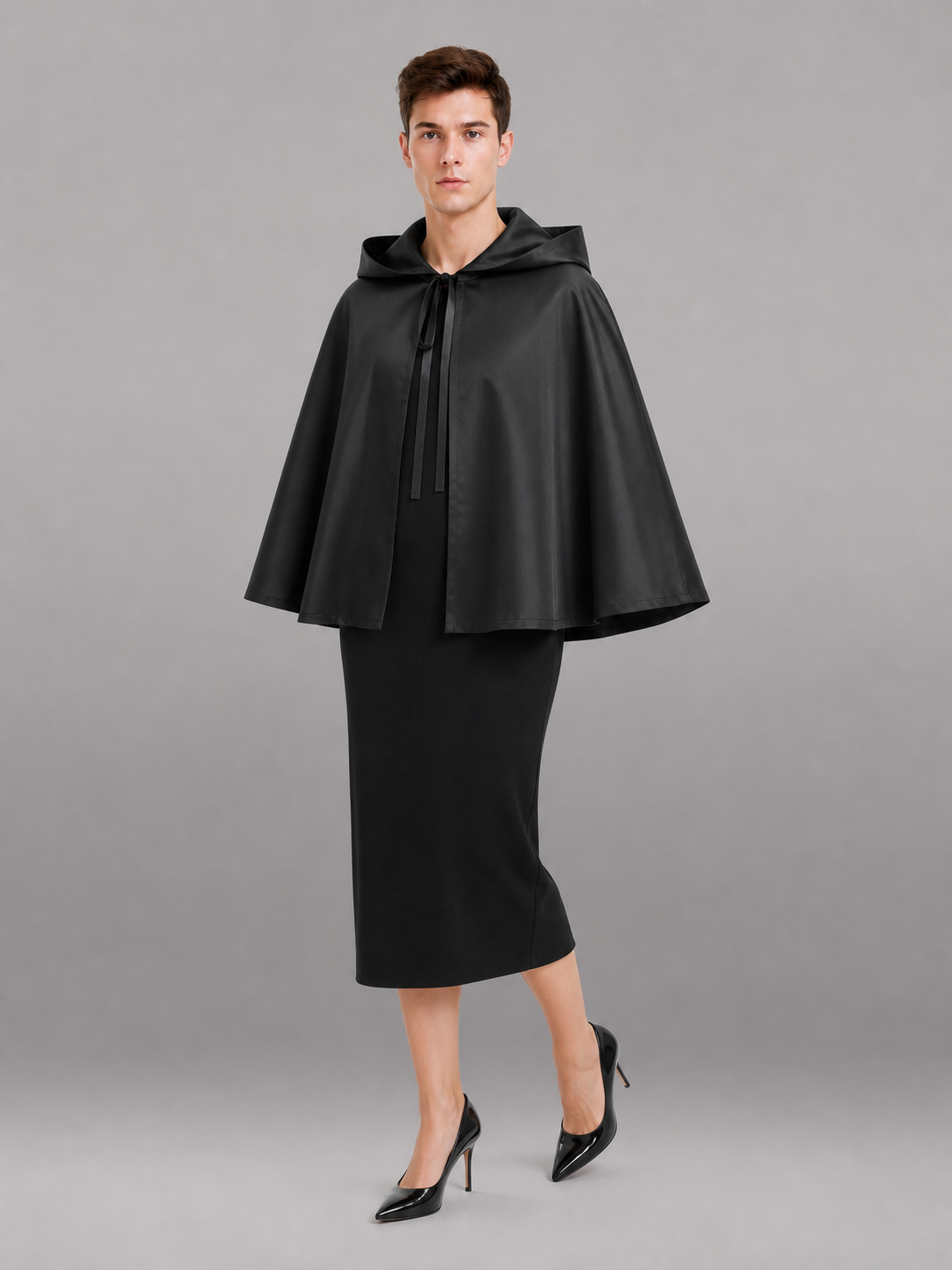 Black Hooded Carnival Cloak for Cosplay