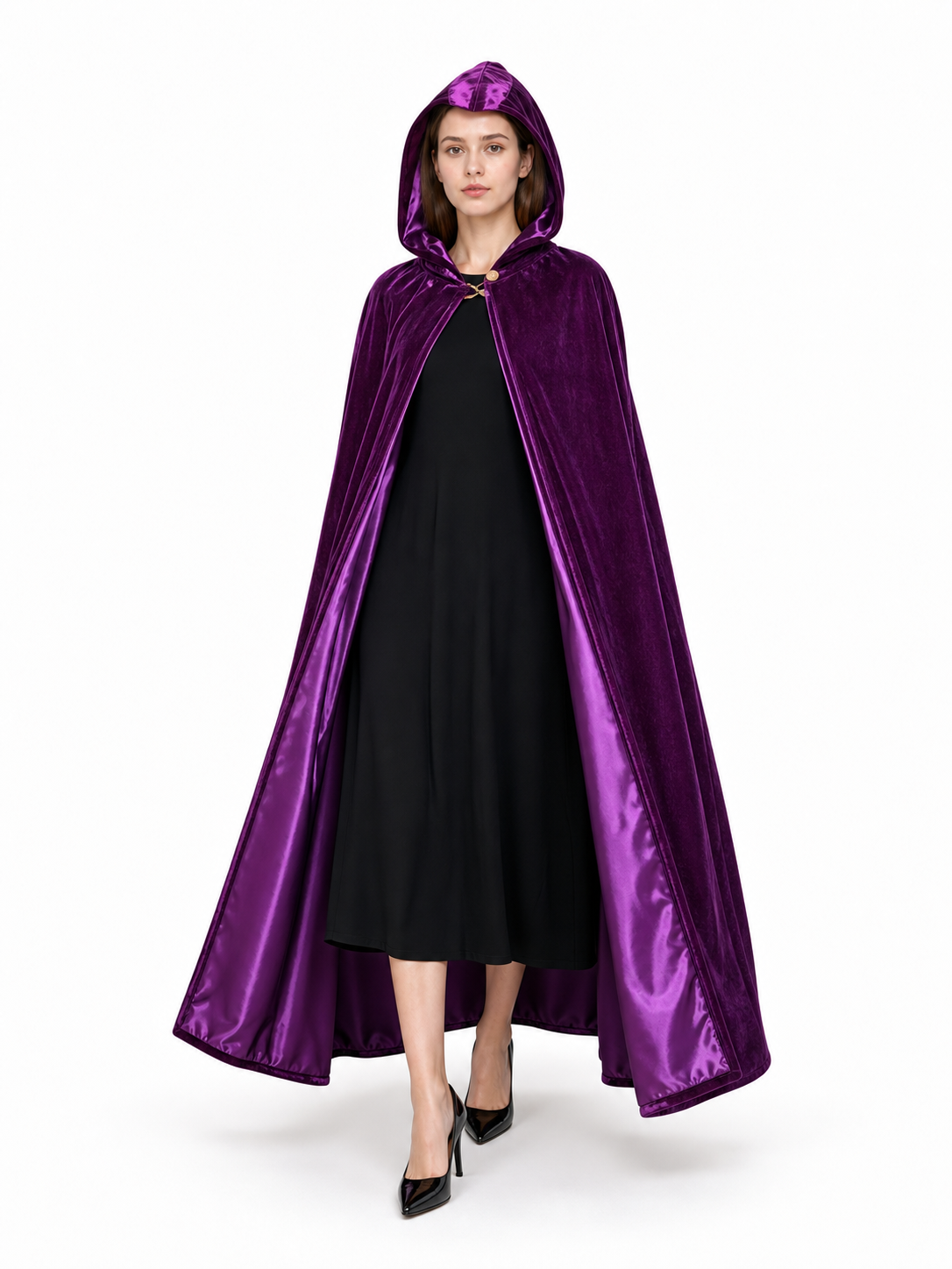 Purple Hooded Costume Cloak
