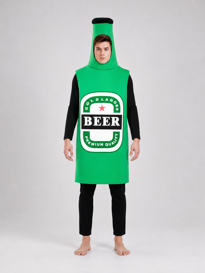 Halloween Beer Bottle Costume with Hood front view