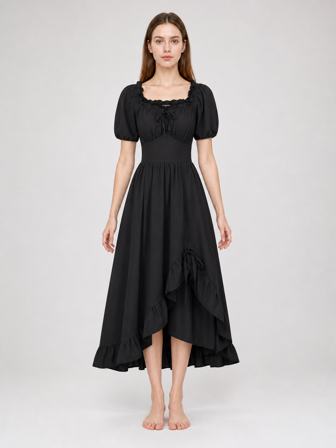 Black Renaissance-Style Ruffle Dress