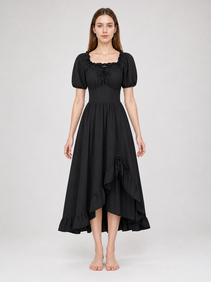 Black Renaissance-Style Ruffle Dress