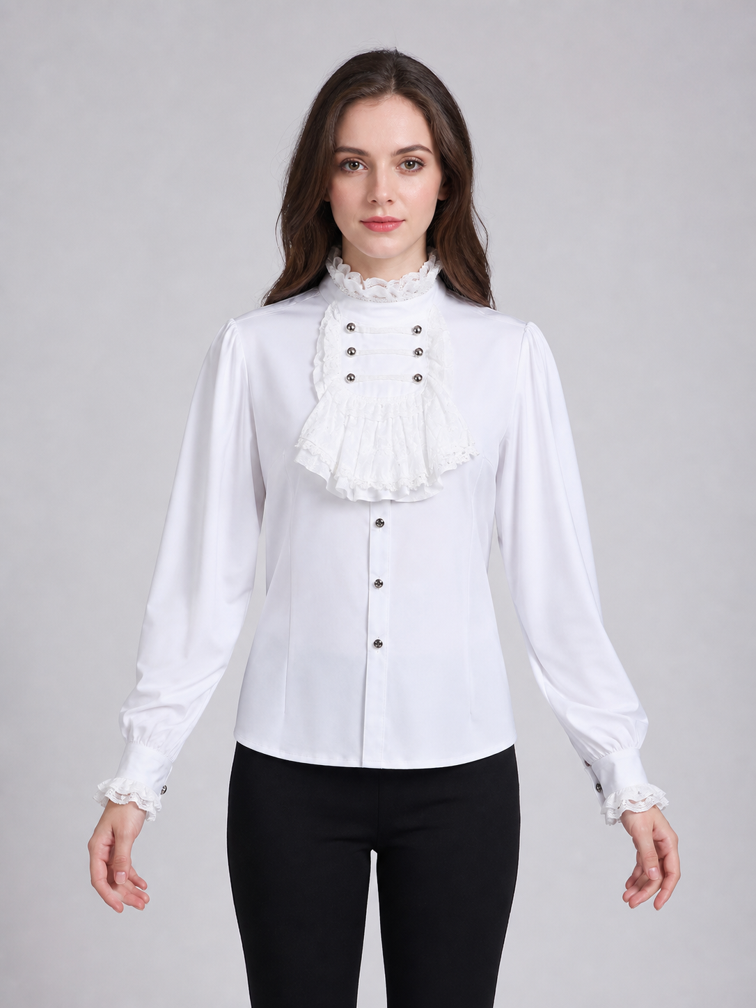 Cosplay Shirt with Jabot and High Collar