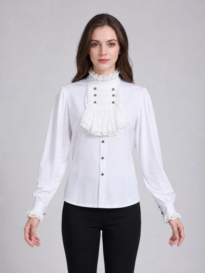 Cosplay Shirt with Jabot and High Collar