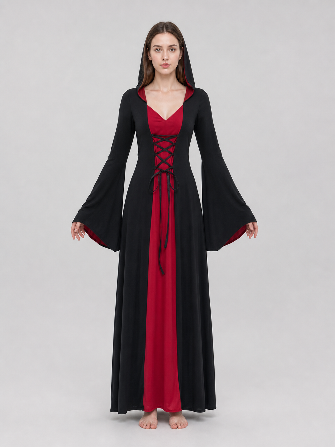 Long Gothic Hooded Costume Dress