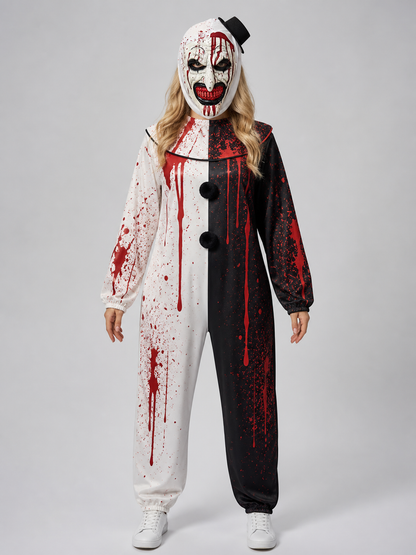 Hooded Clown Mask, Bloody Halloween Makeup