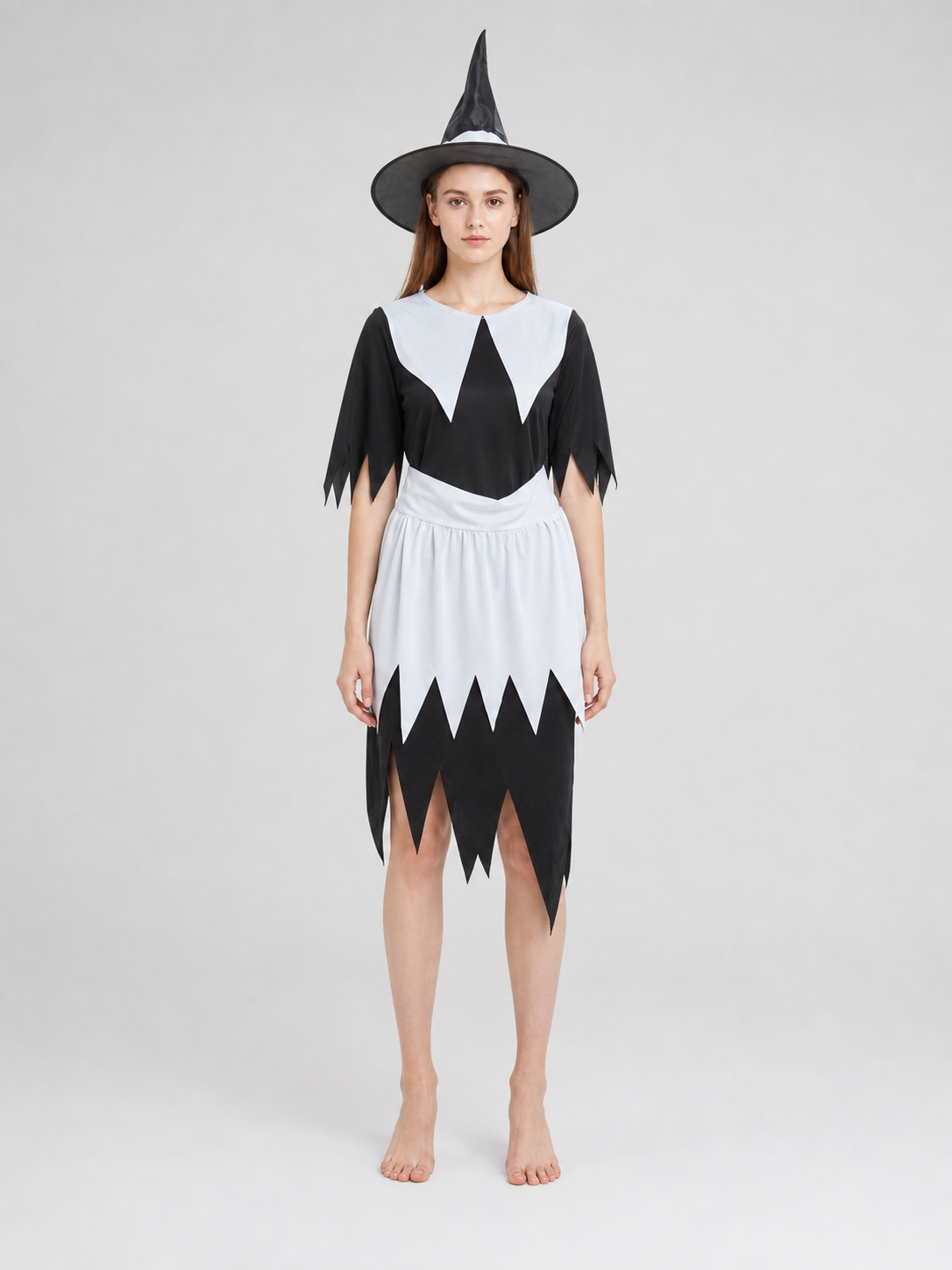 Halloween witch costume with hat and dress front view