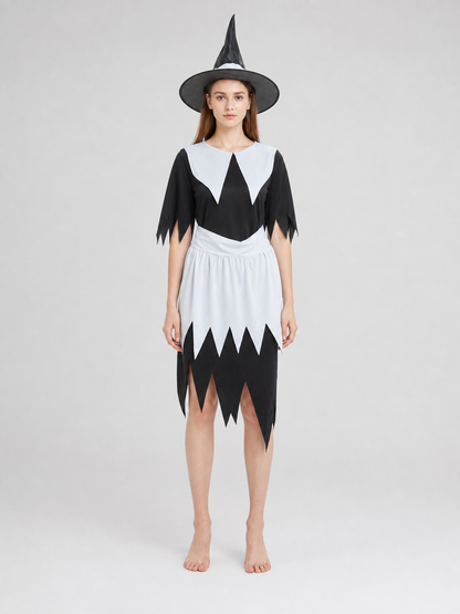 Halloween witch costume with hat and dress front view