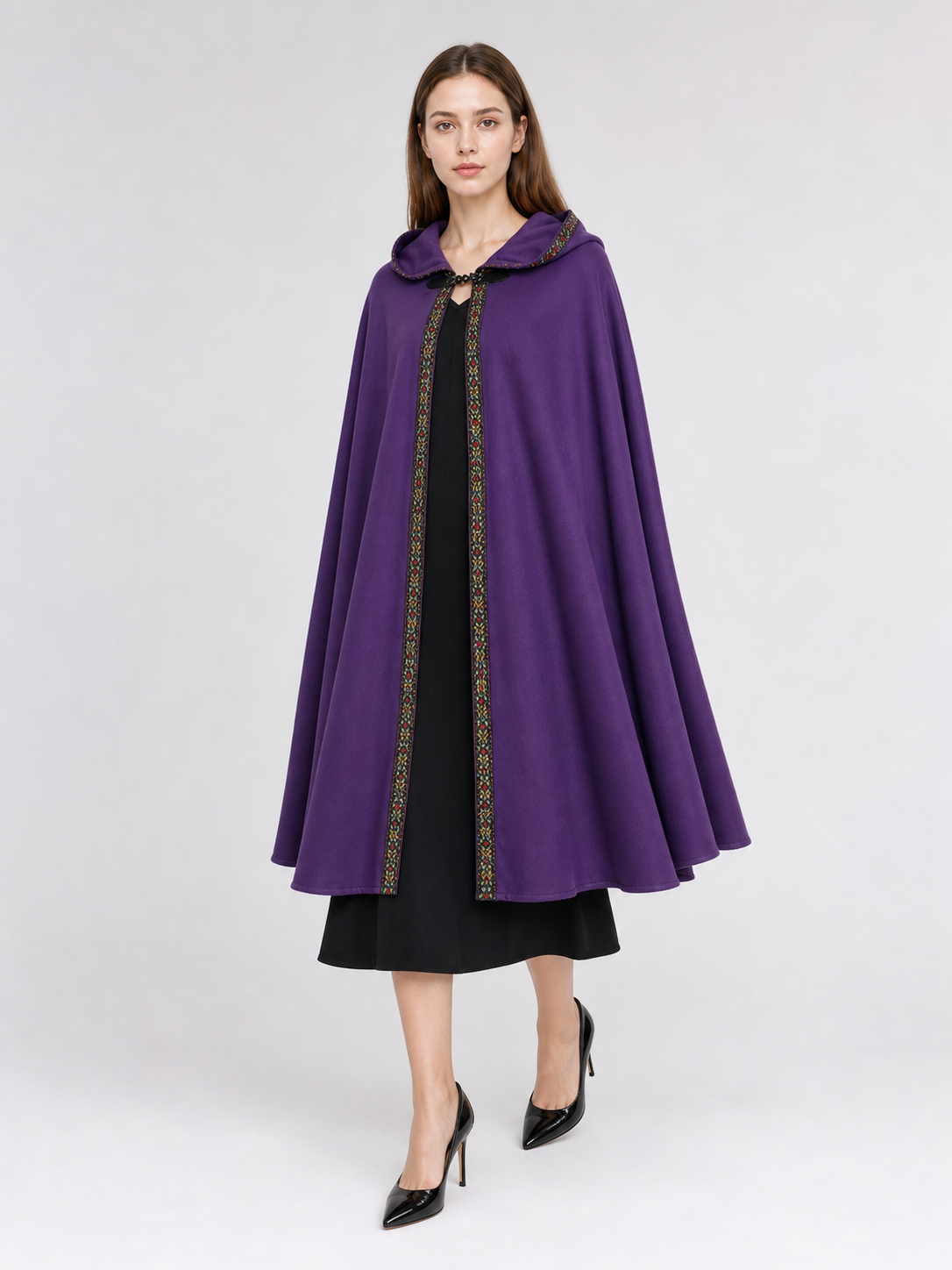Purple Hooded Velvet Costume Cape product view 25