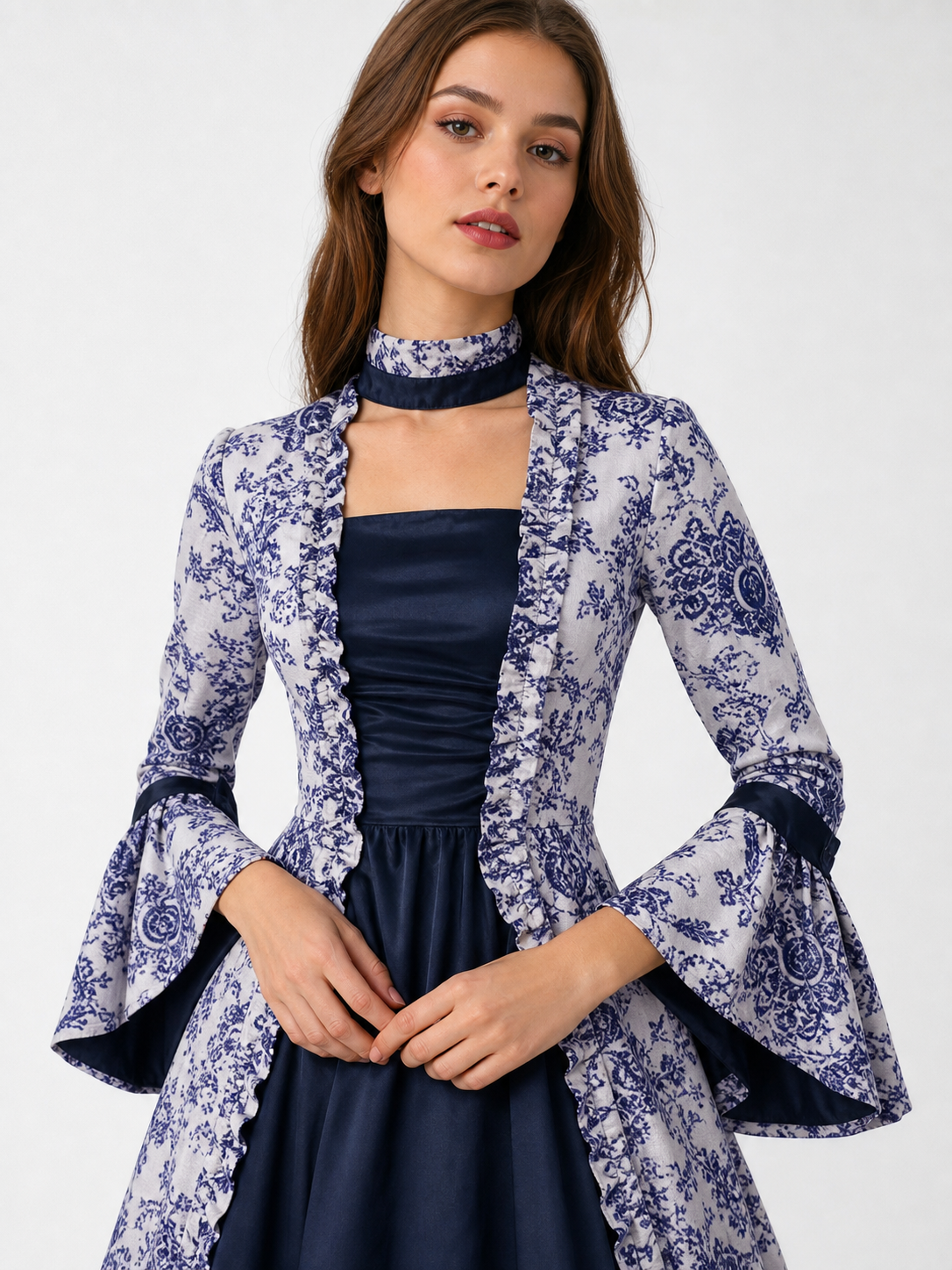 Vintage Printed Dress, Long Sleeves, Flared Silhouette