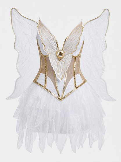 Angel Costume with Wings and Halo for Halloween