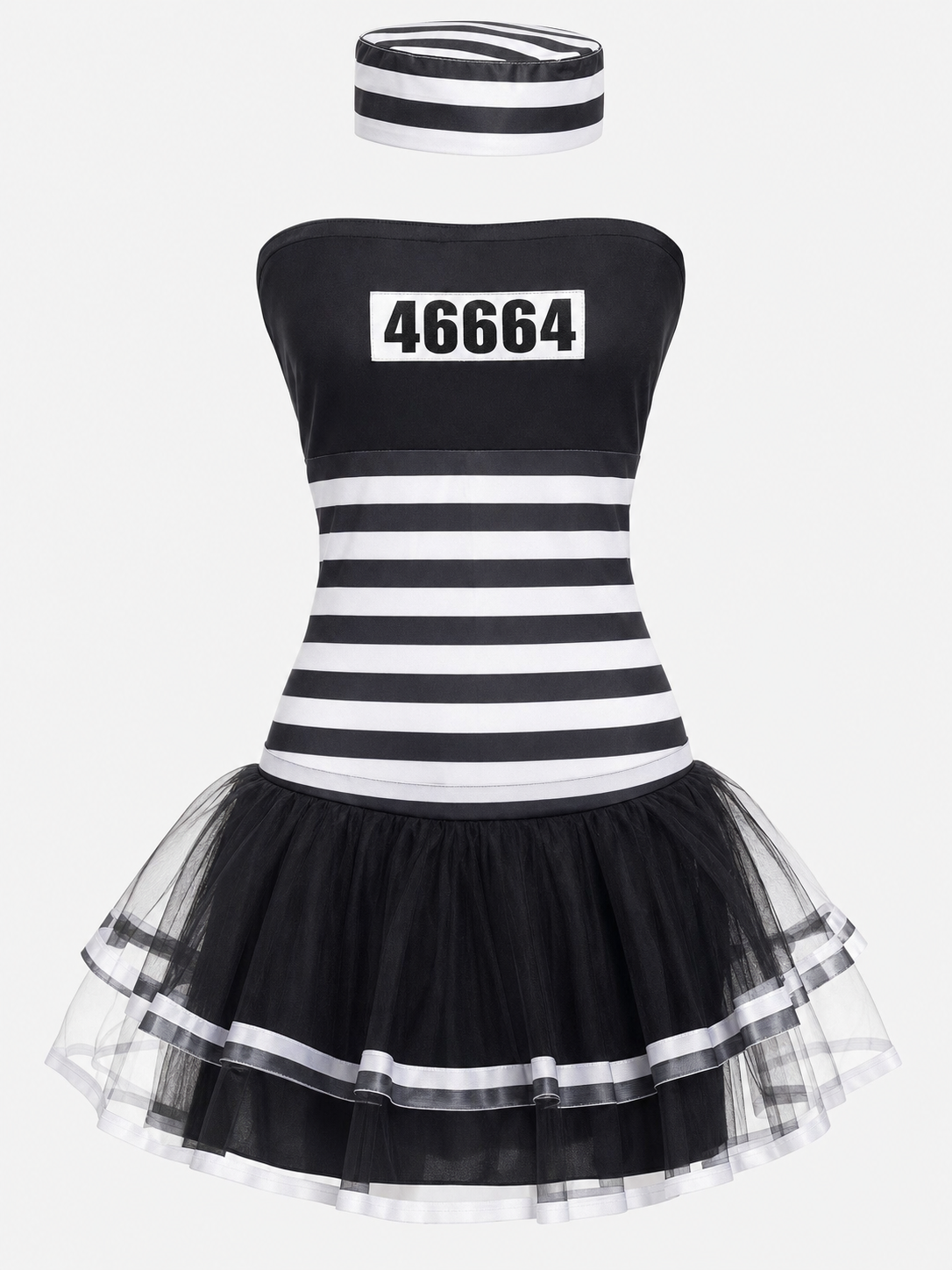 Striped Prison-Themed Halloween Costume