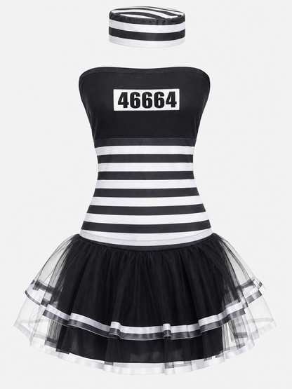 Striped Prison-Themed Halloween Costume