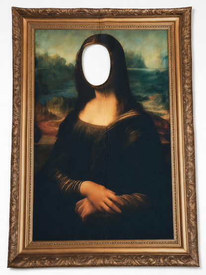 Mona Lisa photo prop with face hole