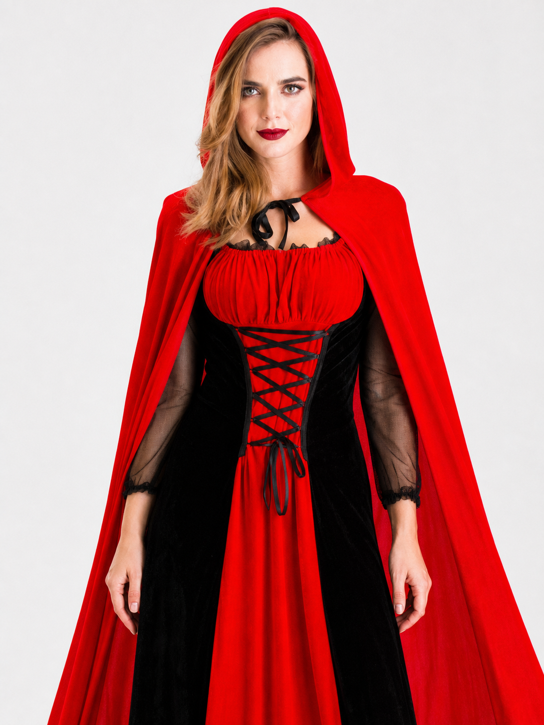 Little Red Riding Hood Costume with Hooded Cape and Dress
