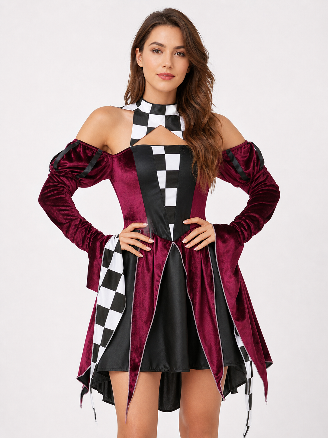 Clown Cosplay Dress with Mask and Accessory