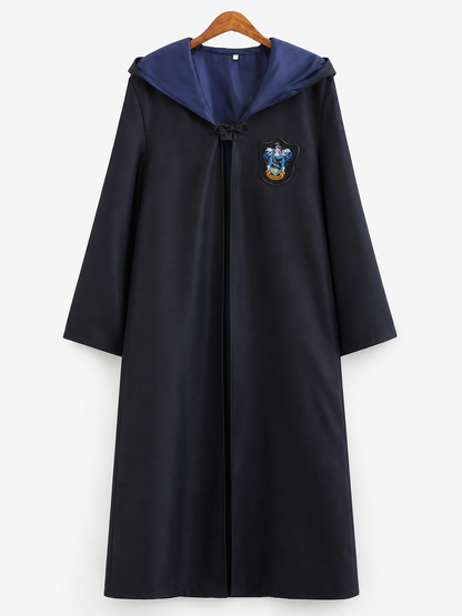 Long Hooded Wizard Robe with Emblem Patch