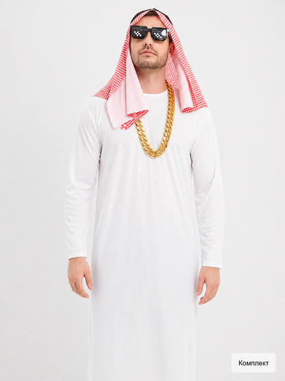 Arabic costume with headscarf and glasses for parties