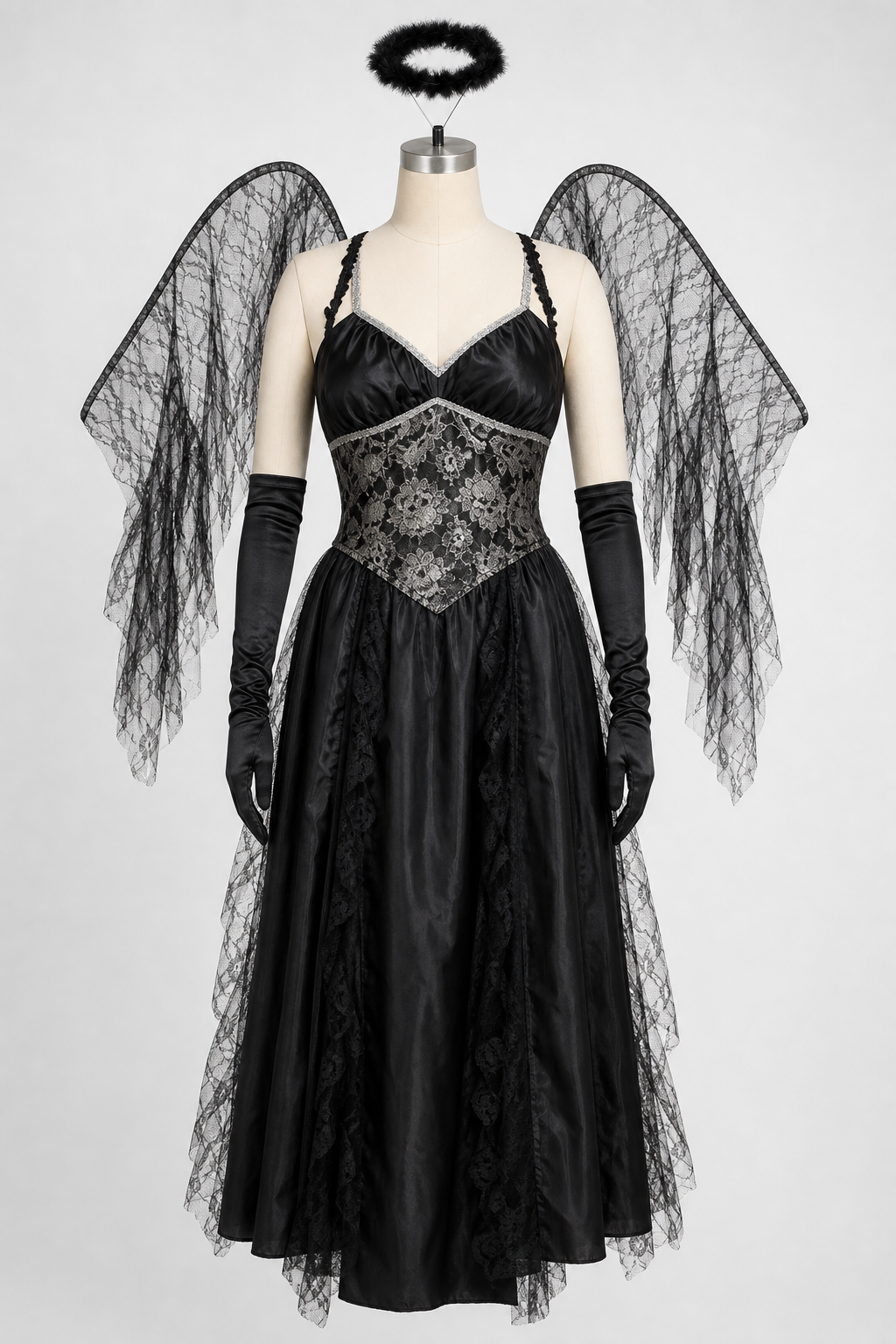 Gothic Angel Halloween Costume with Wings
