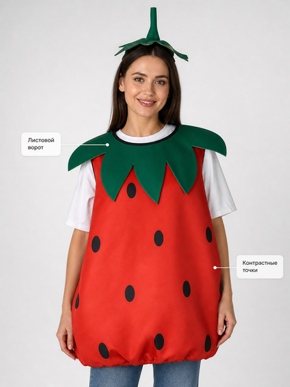 Adult Strawberry Costume with Mask