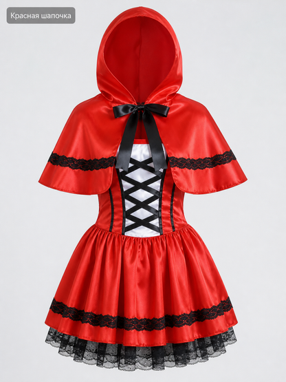 Little Red Riding Hood Costume with Hood and Gloves