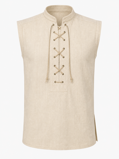 Lace-Up Vest with Stand Collar, Halloween
