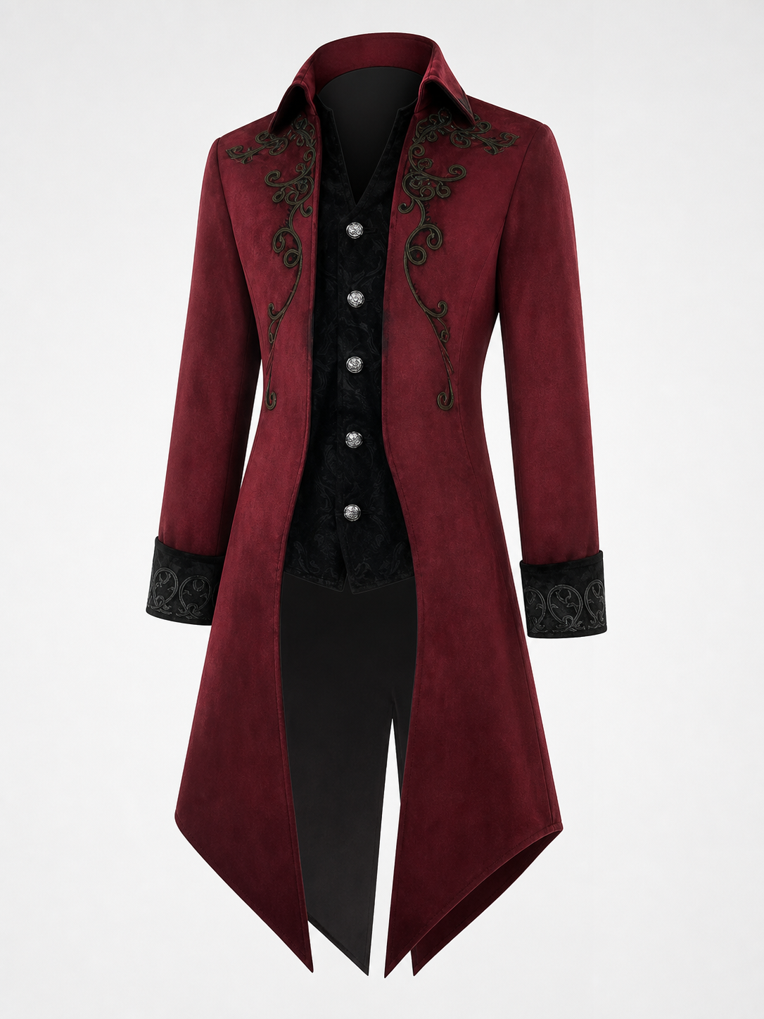 Carnival Long Embroidered Cloak, Burgundy