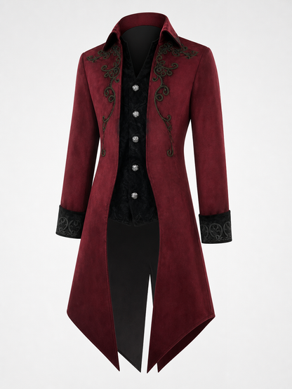 Carnival Long Embroidered Cloak, Burgundy