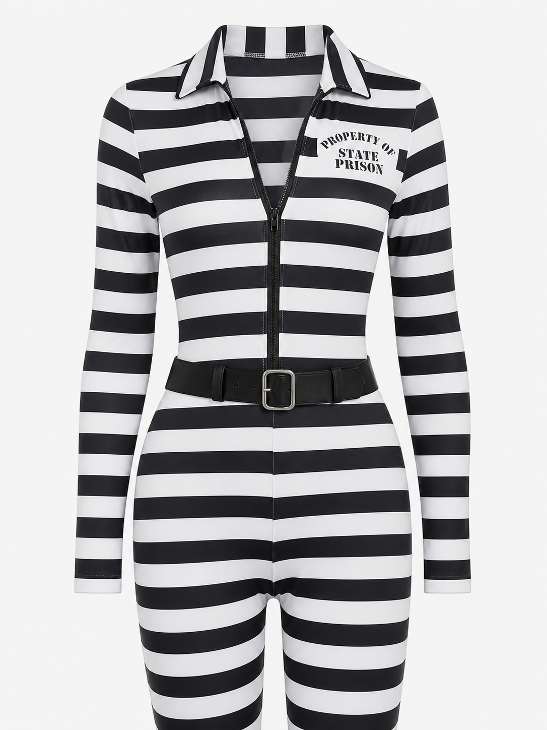 Striped carnival jumpsuit with number print