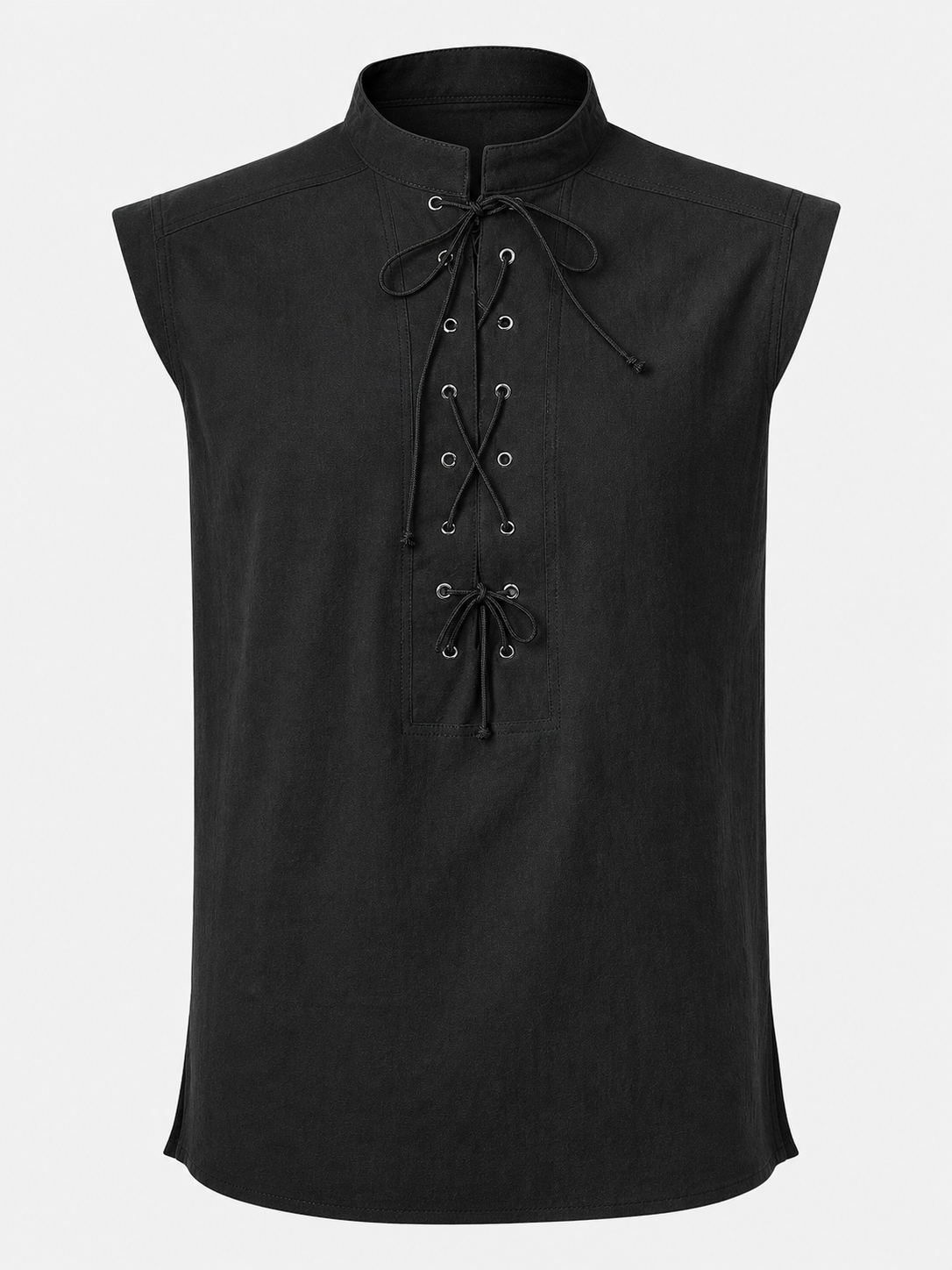 Gothic Lace-Up Vest with Stand Collar