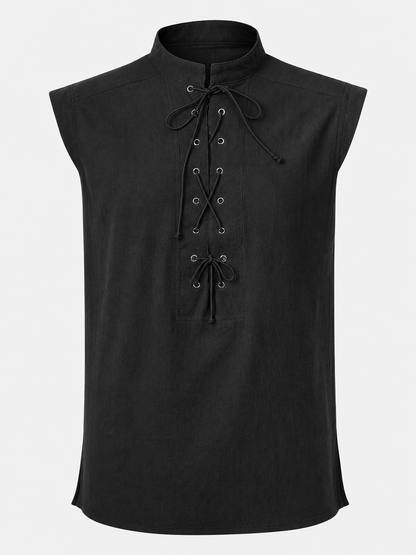 Gothic Lace-Up Vest with Stand Collar