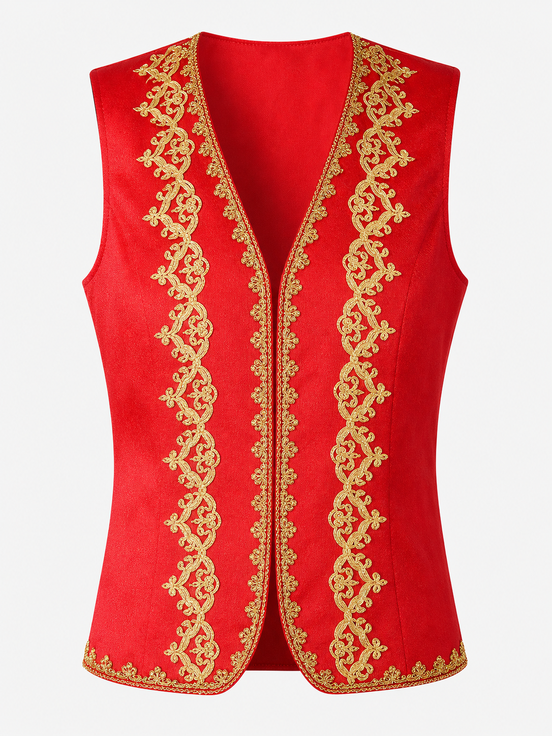 Embroidered Carnival Vest for Halloween, Red