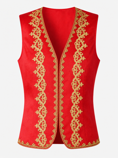Embroidered Carnival Vest for Halloween, Red