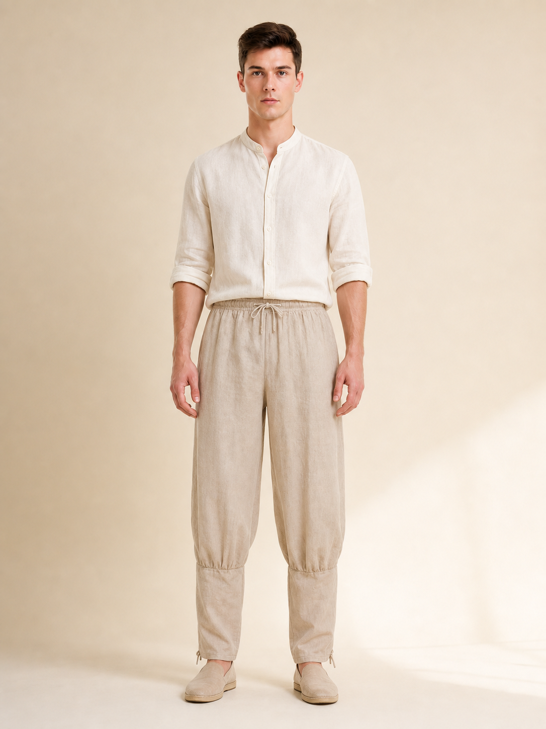 Loose-Fit Cuffed Pants for a Costume Look
