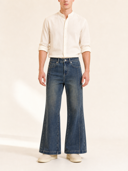 Wide-leg jeans with a faded effect