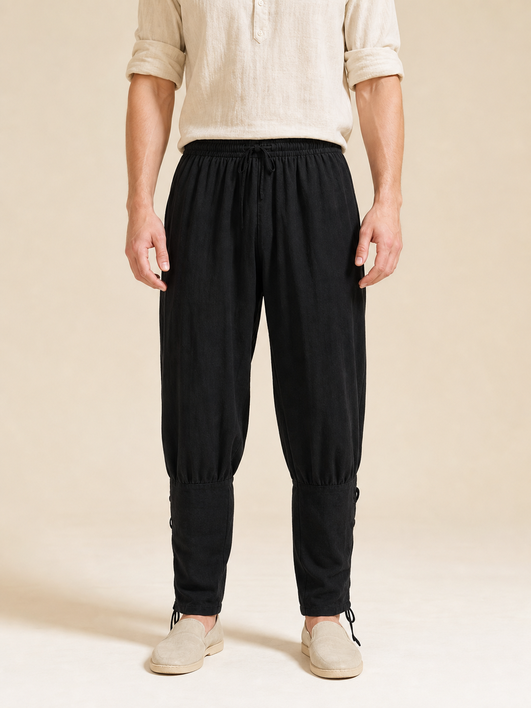 Men’s jogger pants with cuffs and drawstring