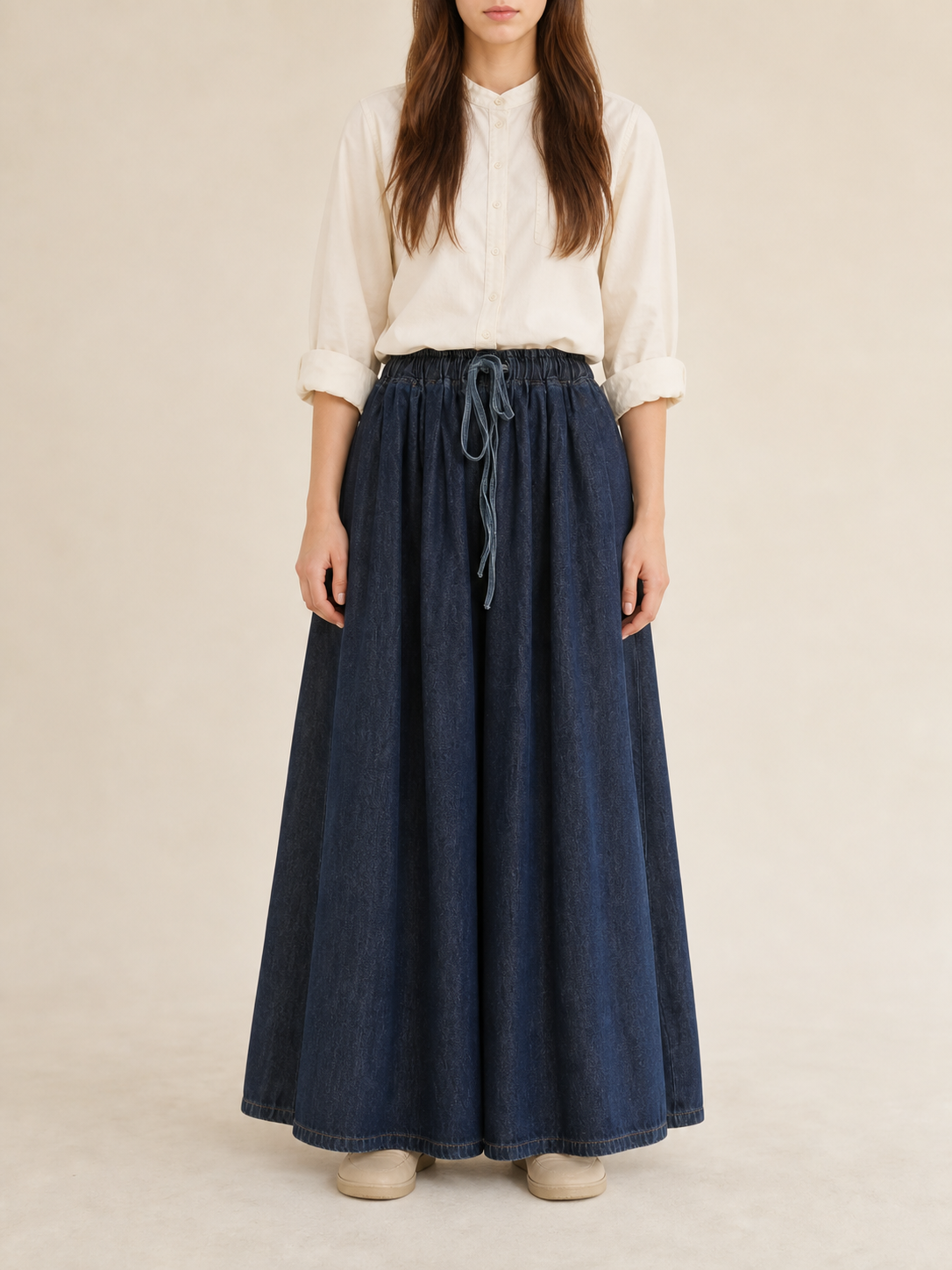 Dark Blue High-Waisted Wide-Leg Jeans